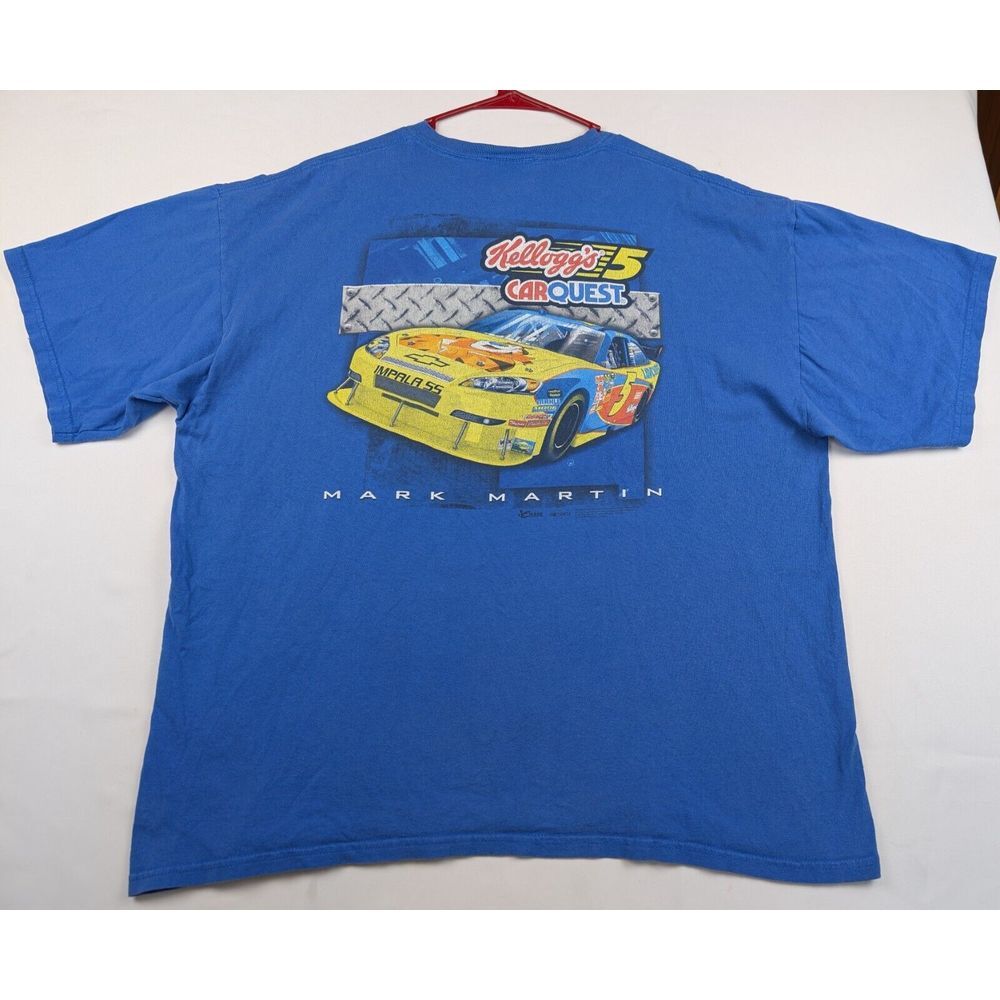 Vintage Chase Kellogg's Carquest Mark Martin T-Shirt Men's‎ 2XL Blue 100% Cotton